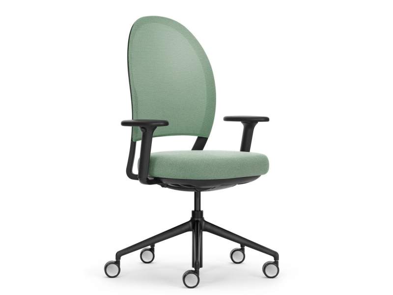 Marva Net Drehstuhl grün EcoKnit Sitzbezug und Netzrückenlehne, Arbeitsstuhl mit integrierter Synchronmechanik