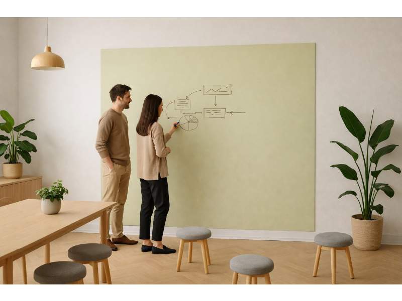 o+c system Adeco farbiges Whiteboard in Grün für kreative Zusammenarbeit im Büro