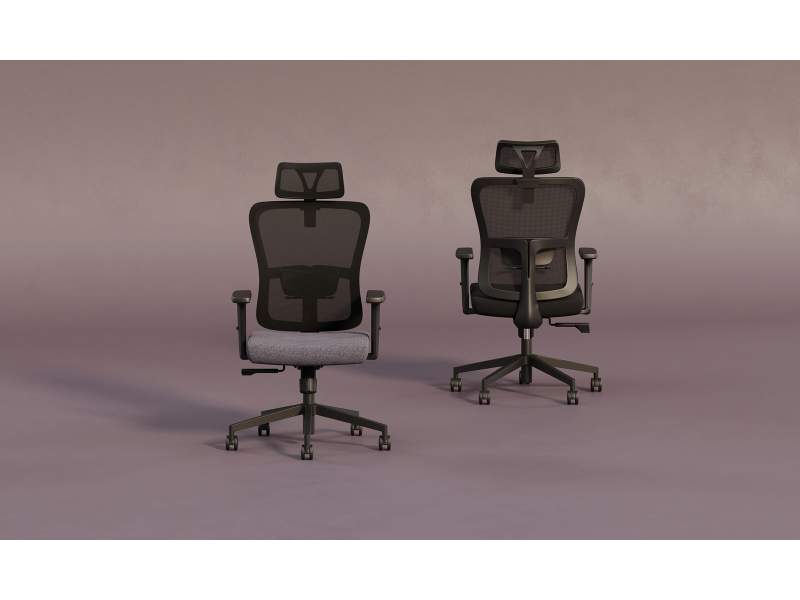Bürodrehstuhl SOHOS by Nowy Styl Trofi mit Netzrücken und Kopfstütze für ergonomisches Arbeiten