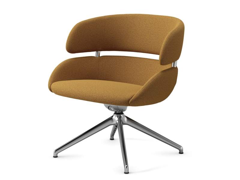 Loungesessel Skandiform Fendo Lounge mit gepolsterter Sitzschale und vierarmigem Drehgestell aus Metall