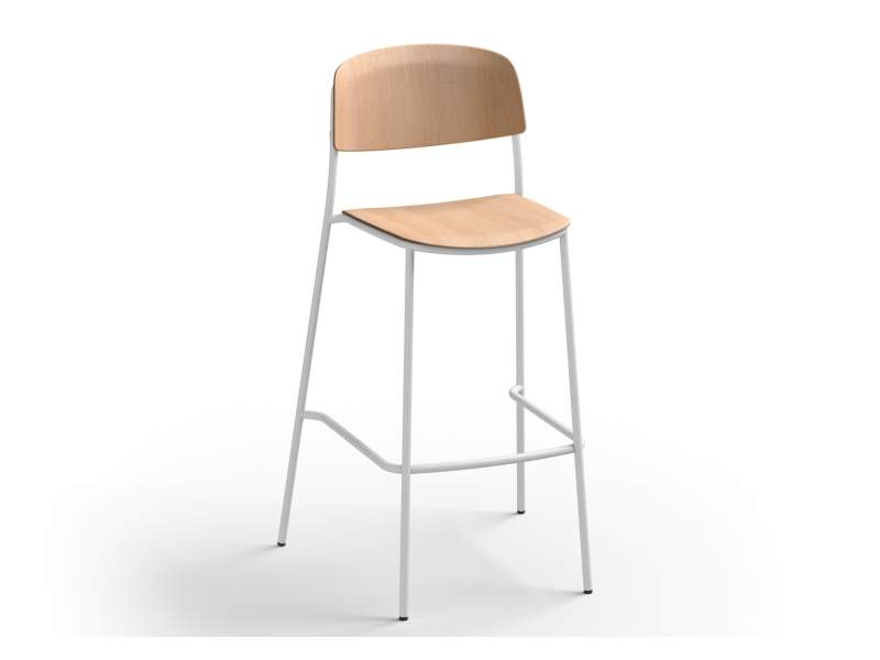 Barhocker Brunner nate s mit Sitz und Rückenlehne aus Formholz auf Stahlgestell