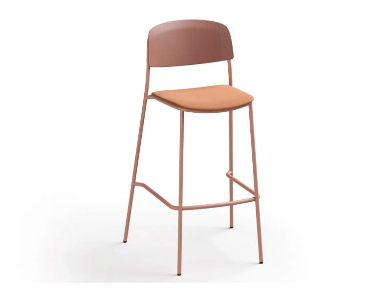 Barhocker Brunner nate s mit gepolsterter Sitzfläche und Rückenlehne auf Stahlgestell