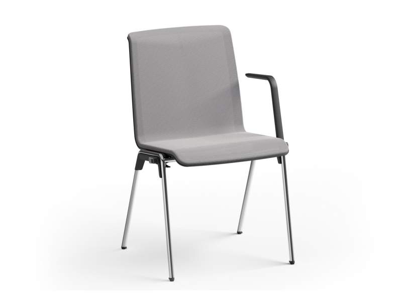 Reihenstuhl Brunner hero plus flex mit gepolstertem Sitz und Rückenlehne sowie einseitiger Armlehne auf Vierbeingestell aus Stahl