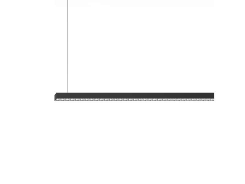 Pendelleuchte XAL Mino 25 linear mit mikrofacettiertem Reflektorraster und Seilabhängung