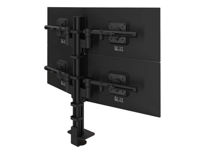 Vierfach Monitorhalter Dataflex Viewgo modular Schreibtisch 243 mit schwarzen Monitoraufnahmen für vier Bildschirme