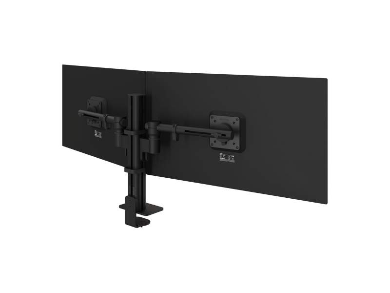 Doppelmonitorhalter Dataflex Viewgo modular Schreibtisch 223 mit schwarzen Monitoraufnahmen für zwei Bildschirme