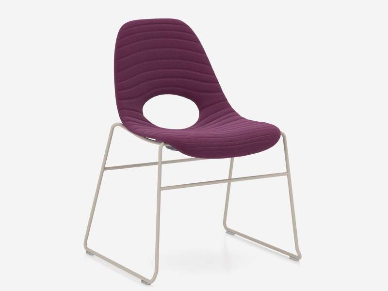 Stuhl Nowy Styl Tauko mit Kufengestell und gepolsterter Sitzschale in Violett