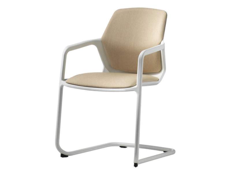 Besucherstuhl Wilkhahn Metrik Freischwinger mit gepolsterter Sitzschale und Armlehnen