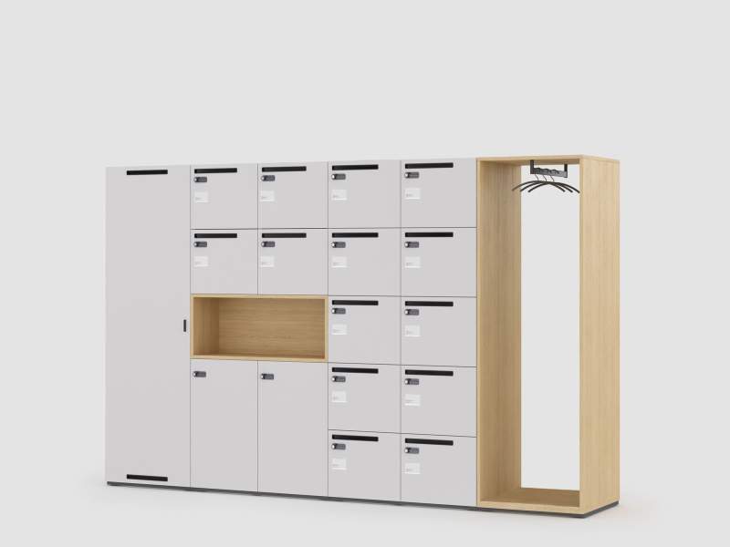 Schließfachschrank Neudoerfler Ownly Locker mit offenen Fächern und Garderobenmodul