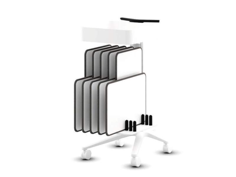 Wilkhahn Confair Next Mini-Liteboards auf mobilem Servergestell für Einzelarbeit