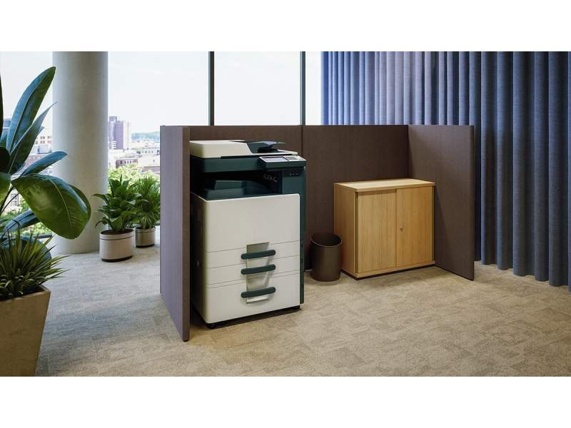 Neudoerfler Essential Print Druckerstation mit Stauraum und akustischer Abschirmung im Bürobereich