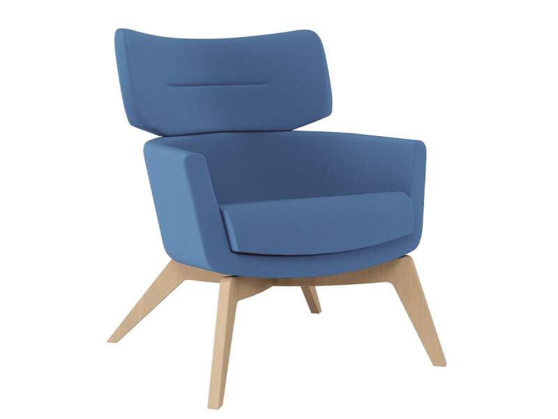 Loungesessel Connection Kala mit hoher Rückenlehne und Massivholzbeinen