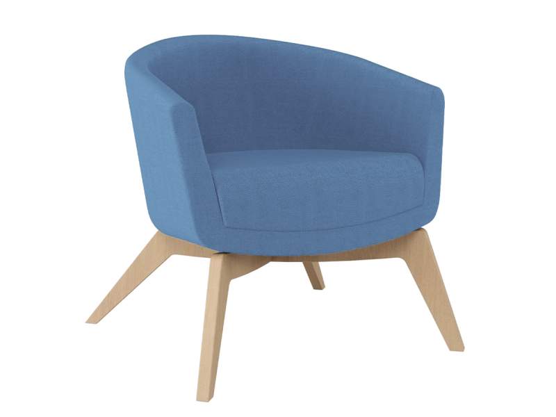 Loungesessel Connection Kala mit Holzgestell und gepolsterter Sitzschale