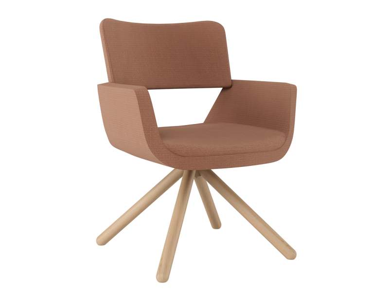 Loungesessel Connection Korus mit Holz-Drehgestell und offener Rückenpartie