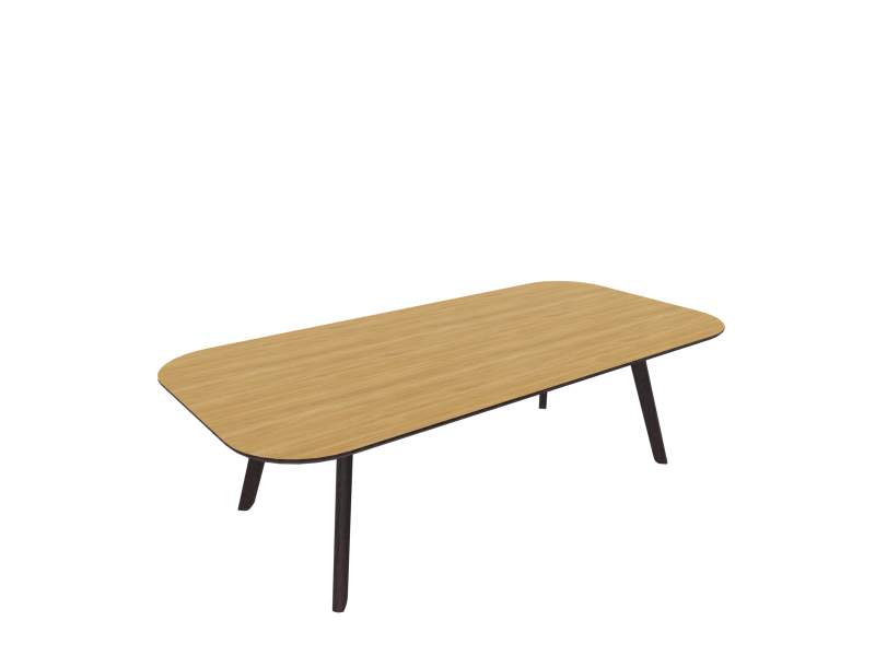 Besprechungstisch Connection Co.Table mit Massivholzgestell und abgerundeter Tischplatte