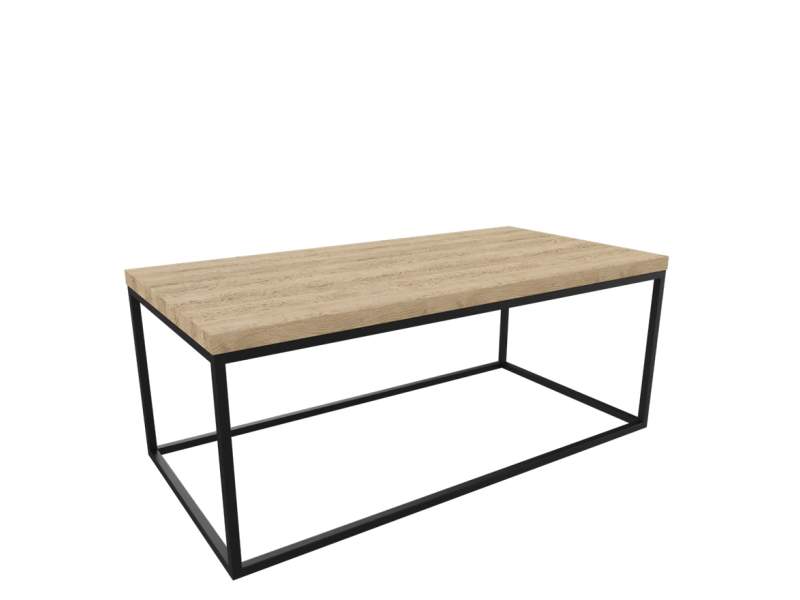 Couchtisch Connection Forge mit rechteckiger Tischplatte und offenem Stahlrahmen