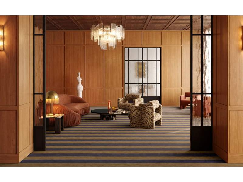 Object Carpet Stripes Teppichboden mit Streifenmuster in einer elegant eingerichteten Lounge