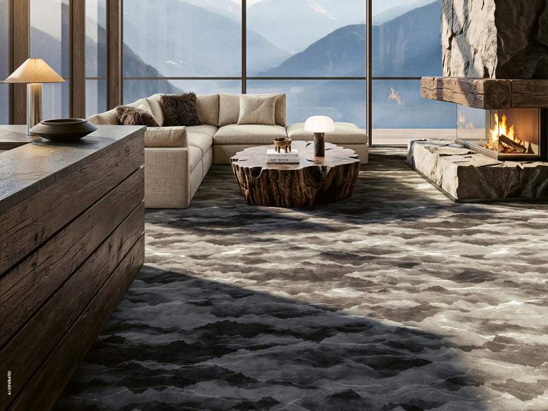 Object Carpet Granite Teppichboden in einem Wohnbereich mit mineralisch anmutender Struktur