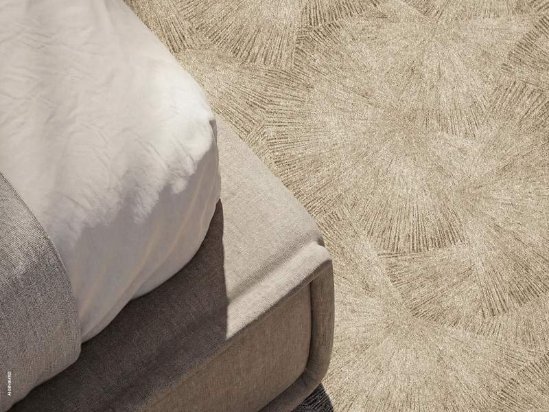 Object Carpet Fossils Teppichboden im Schlafbereich mit organischem, fächerförmigem Muster