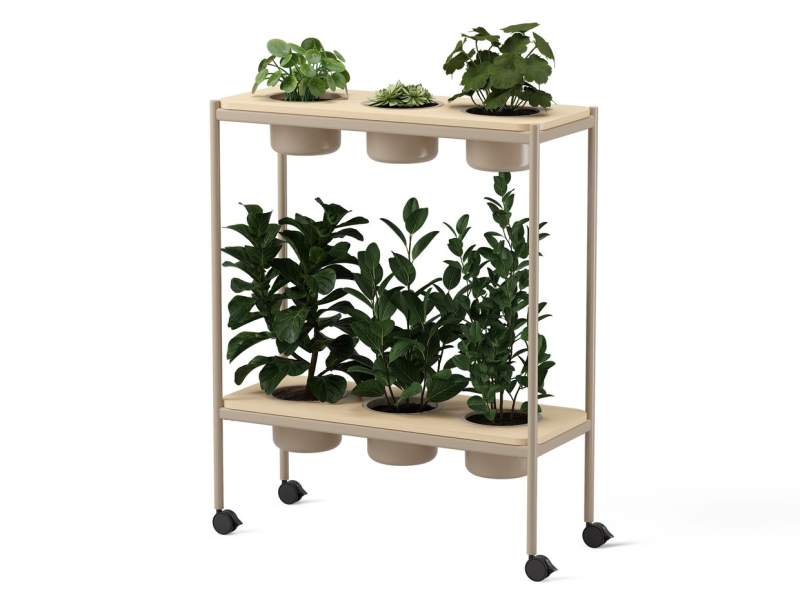 Pflanzregal Skandiform Plantéa – zweistufiges mobiles Modul mit integrierten Pflanzgefäßen und Rollen