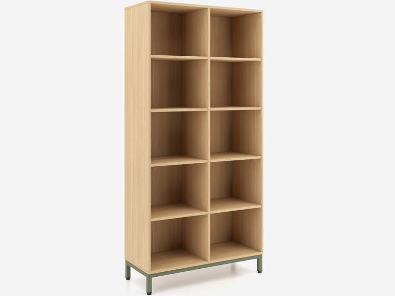 Regalschrank Nowy Styl K42 mit offenen Fächern in zwei Spalten und erhöhtem Metallgestell