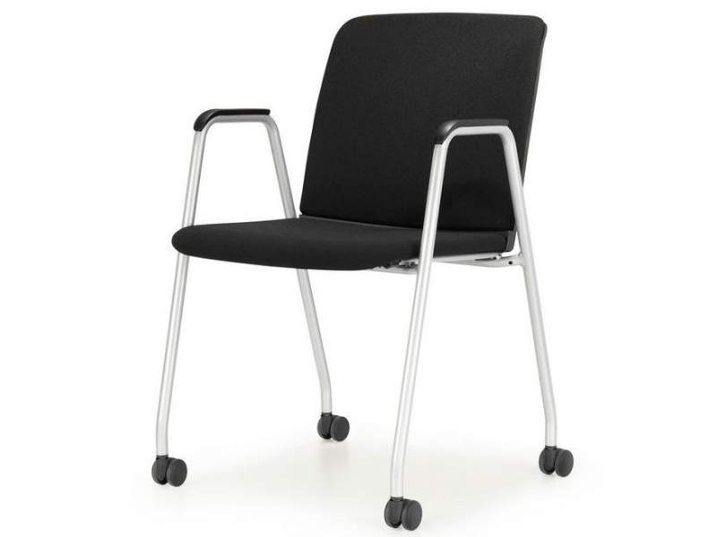 Lively Comforto 29 Besucherstuhl von Haworth mit gepolsterter Sitzfläche, Vierfußgestell und Rollen