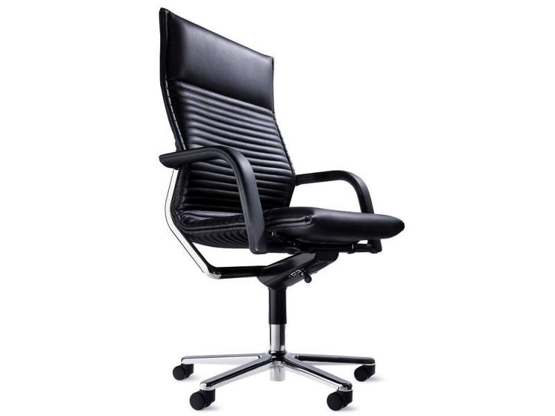 Chefstuhl schwarz Leder Bürodrehstuhl, Wilkhahn, FS-Linie Bürodrehstuhl