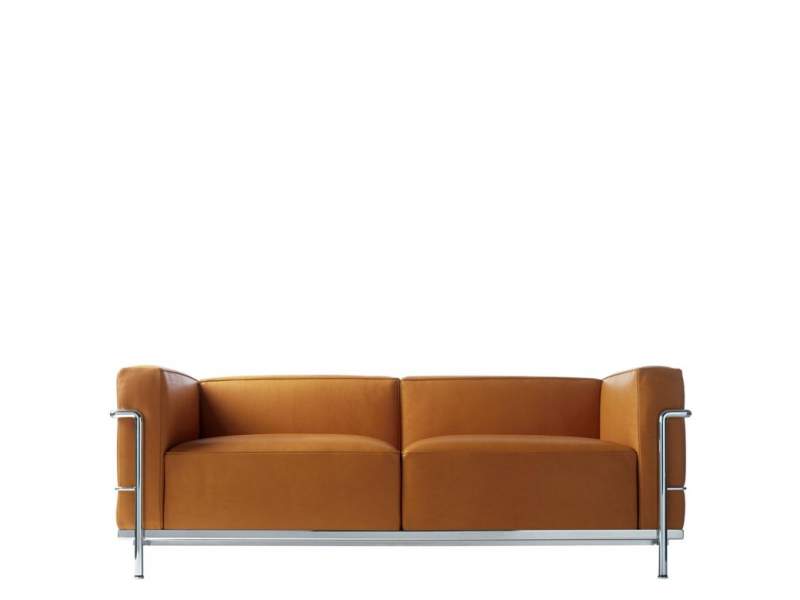 Sofa braun Loungesofa mit Armlehnen Zweisitzer Leder Cassina, LC3