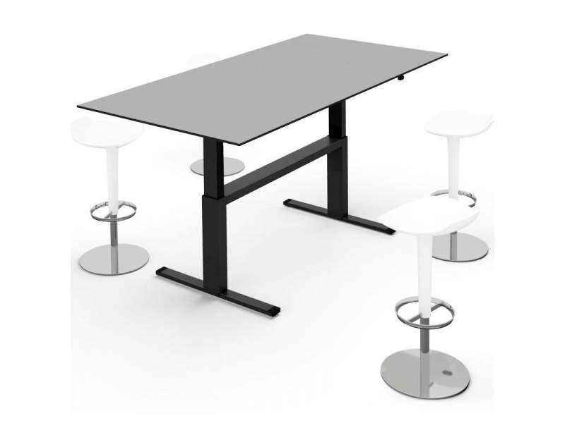 Schwarzer Schreibtisch höhenverstellbar Büromöbel ergonomische Schreibtische schwarz, Lista Office LO, Sitz-/Steh-Besprechungstisch LO Extend