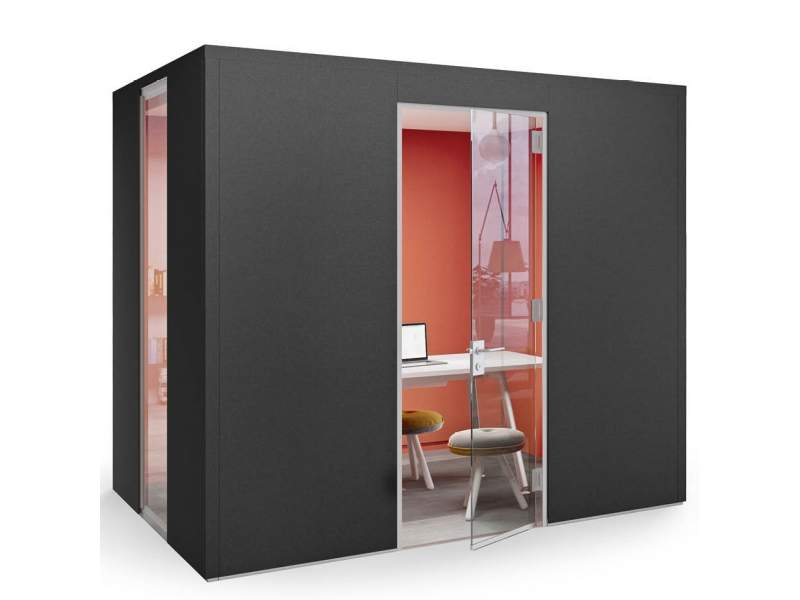 Akustik-Kabine Büro, Schallschutzkabine Büro, Mittelzone Büro, Akustik-Raumsystem, König + Neurath, INSIDE.CUBE