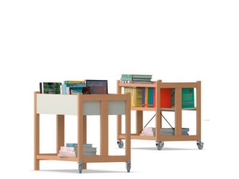 Rollregale | Bibliotheken, VS, Libro-Wood Bücherwagen