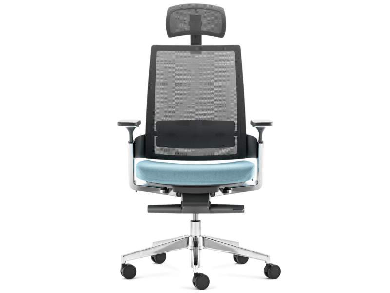 Ergonomischer Bürostuhl mit Kopfstütze Bürodrehstuhl türkis Drehstühle schwarz, fm Büromöbel, Leon X 3.6