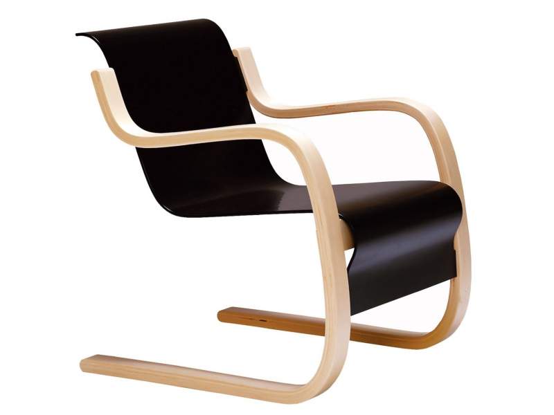 Clubsessel Leder schwarz Loungesessel Design Loungemöbel,Artek, Armchair 42