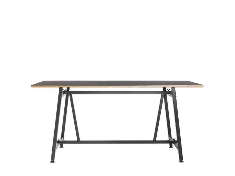 Bürotisch schwarz Stahlgestell Schreibtisch Konferenztisch Embru Atelier Tisch 4030