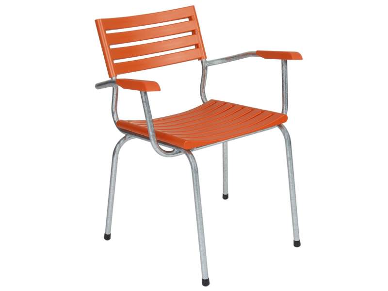 Besucherstuhl orange Besucherstühle Kunstoff Gartenstuhl feuerverzinkt Gartenstühle Cafeteria Stuhl Kantinen Stuhl mobbel classic mit Armlehnen