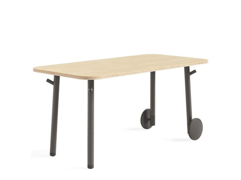 Steelcase Flex Tisch – mobiler Arbeitstisch mit Rollen und abgerundeter Tischplatte