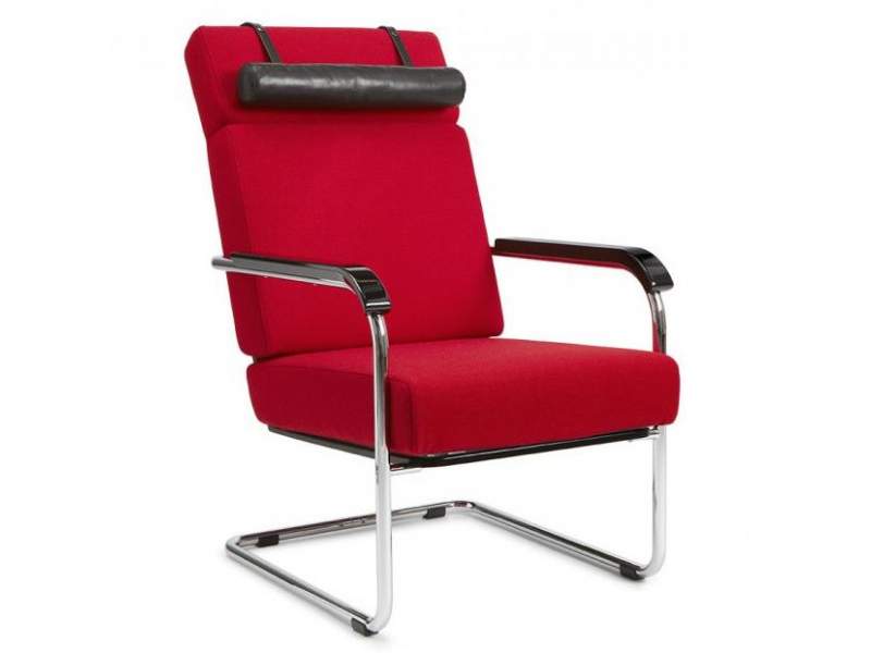 Loungesessel rot Sessel mit Armlehnen Lounge Klassiker Freischwingestell Embru Moser Hochlehner
