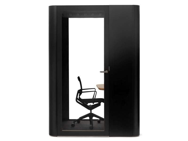 Telefonzelle schwarz, Akustik-Kabine, Schallschutzkabine, Büro, Akustik-Raumsystem, MUTE Design, Akustik Telefonkabine Space M