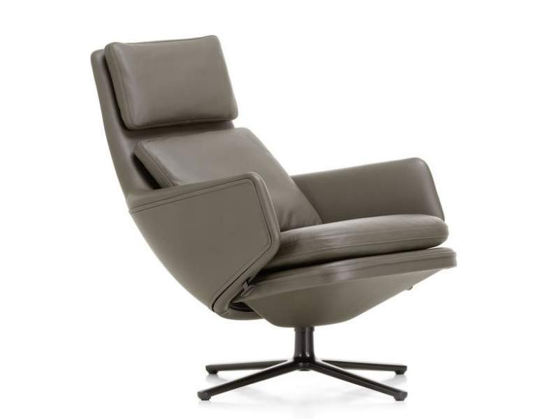 luxuriöser Ruhesessel Loungesessel exklusiv Sessel Lounge Leder grau Vitra Grand Relax