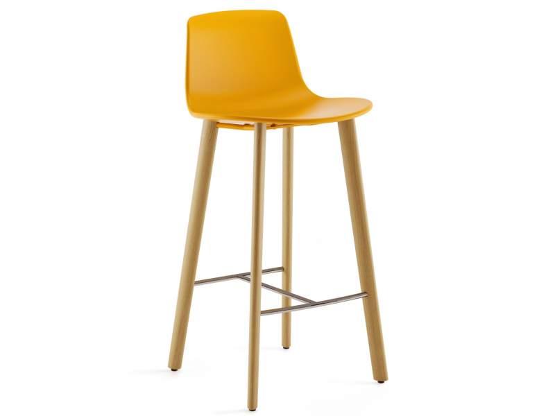 Barhocker gelb Kunststoff Hocker mit Holzbeine  Coalesse Altzo943