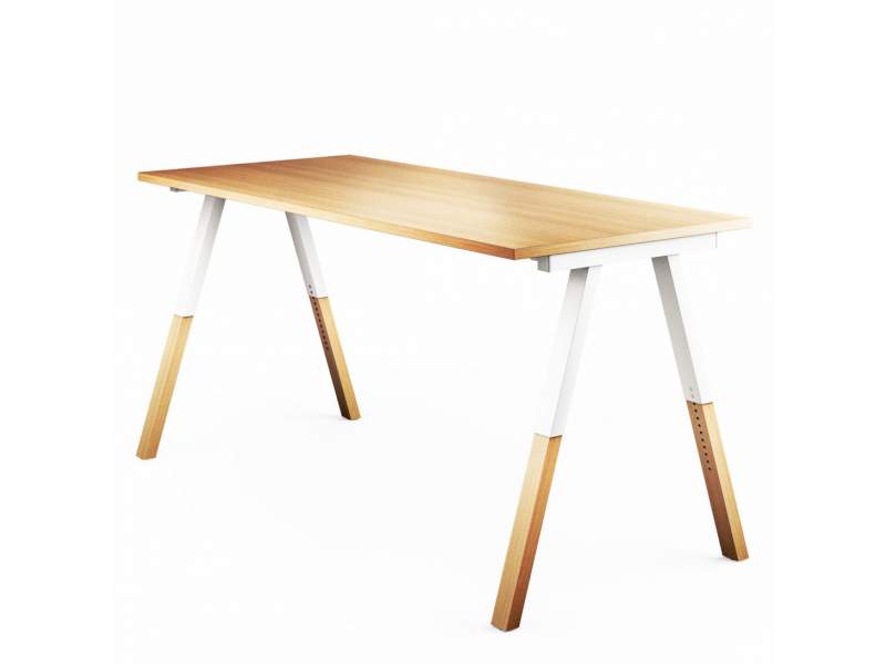 Design Schreibtisch weiß Arbeitstisch Büro Designer Schreibtische Holz Mikomax Flexido A 
Ohne Quertraverse für mehr Beinfreiheit