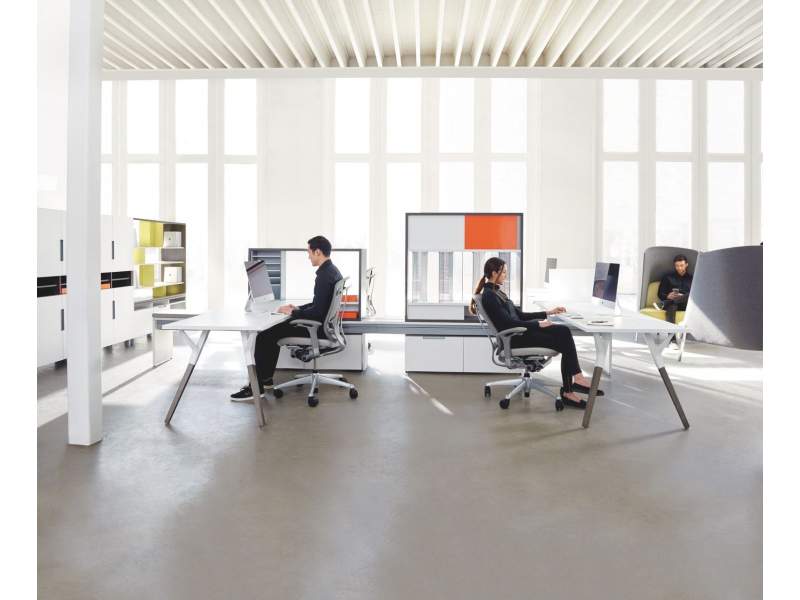 Moderner Schreibtisch weiß Holz Design Büro Schreibtische Büromöbel Design Teknion, upStage