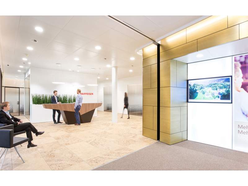Planung Moderne Bürogestaltung, Moderne Büroeinrichtung, Gehri Raiffeisenbank Wasseramt Mitte, Hauptsitz Derendingen