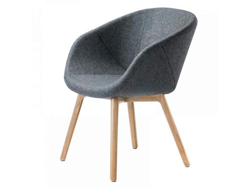 Sessel Lounge Besucherstuhl grau Besucherstühle Holz Brune Grand chair wood