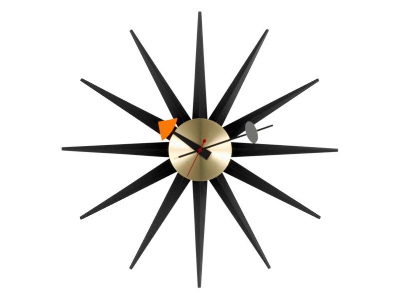 Wanduhren Wall Clocks - Sunburst Clock schwarz