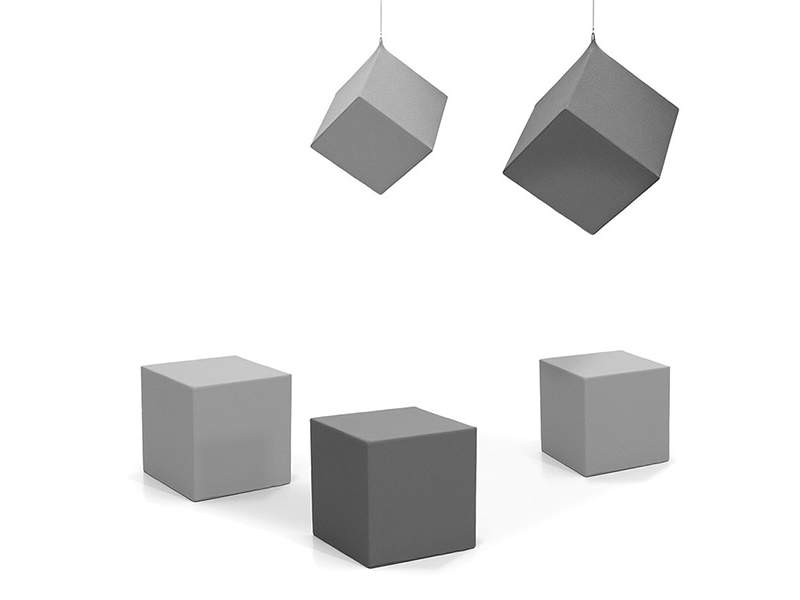 Hocker Polsterhocker Deckenabsorber Raumakustik Schallschutz-Möbel, B11, CUBE Akustikwürfel