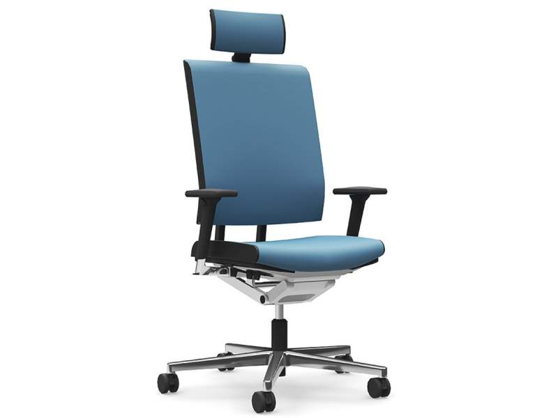 Bürostuhl blau mit Armlehnen Bürodrehstuhl mit Kopfstütze, viasit, scope Polster