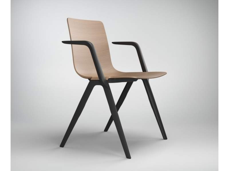 Besucherstuhl Holz Besucherstühle schwarz Konferenzstühle mit Armlehnen Cafeteria Stühle, Brunner, A-Chair 9707/A