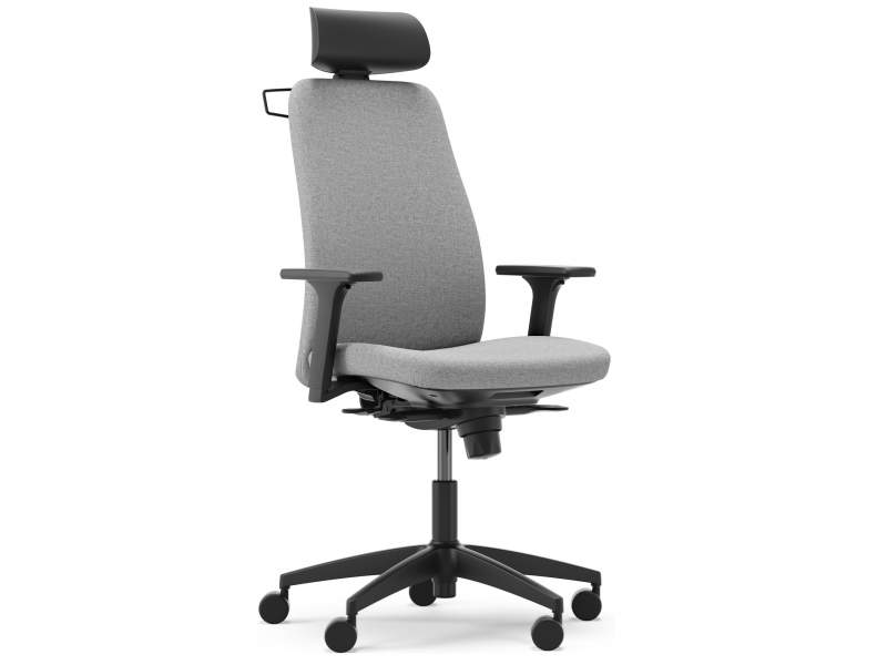 Drehstuhl mit Kopfstütze Bürostuhl Design Bürostühle mit Armlehnen Designer Bürostuhl grau  Bürodrehstuhl Drabert Claro