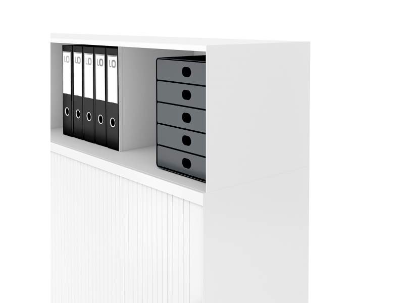 Aufbauschrank LO One offenes Aufsatzelement mit Ordnern und Schubladenbox als Organisationsmodul